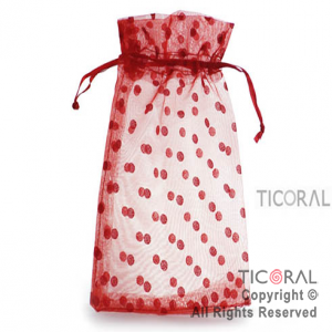 BOLSA ORGANZA ROJO 13X20 LUNARES HS3975-6 x 1